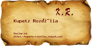 Kupetz Rozália névjegykártya